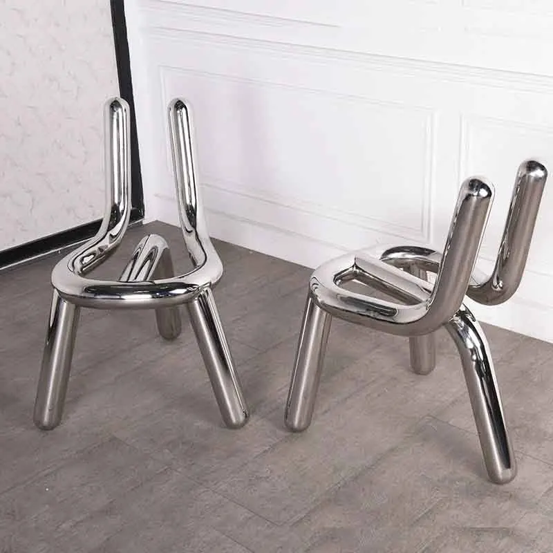 Stainless Steel Chair,Metal Stool,Creative Dining Chairs,Luxury Art Stool,Makeup Stool,Living Room Leisure Seat,Nordic Furniture