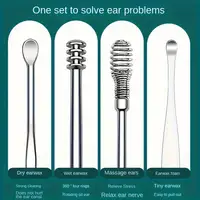 6pcs Stainless Steel Ear Wax Removal Tool Set Spiral Rotating EarPicking Spoon Ear Picker Spoon For Cleaning Collecting Ear Wax 5