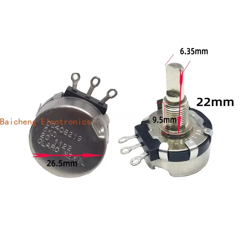 5PCS Single coil potentiometer CLARO long-life single link 26 type 5K adjustable resistor 22MM half shaft