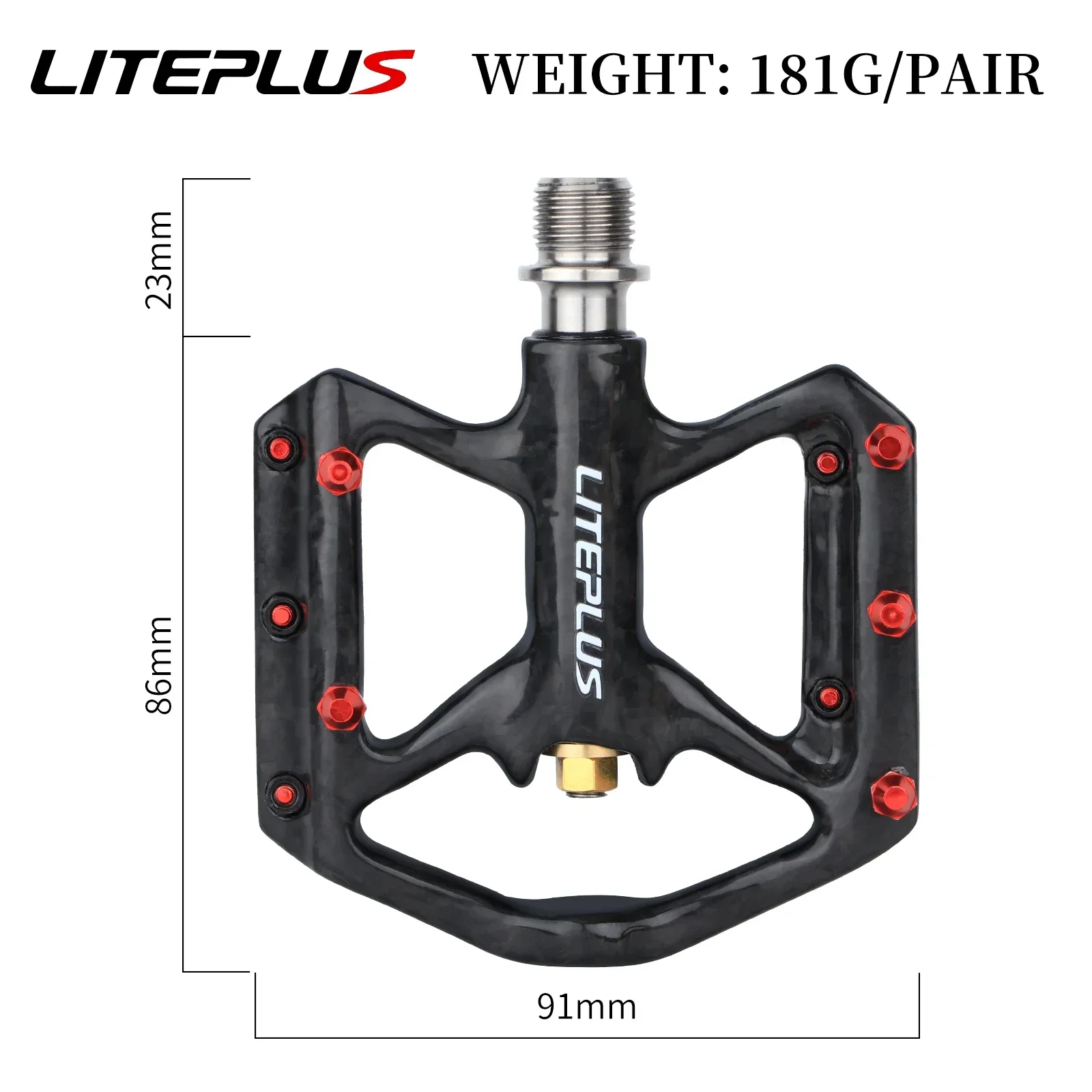 Liteplus Ultralight Carbon Fiber Pedal Titanium Sealed Bearings Non-Slip For Folding Bicycle Mountain Bike Pedals Bicycle Parts