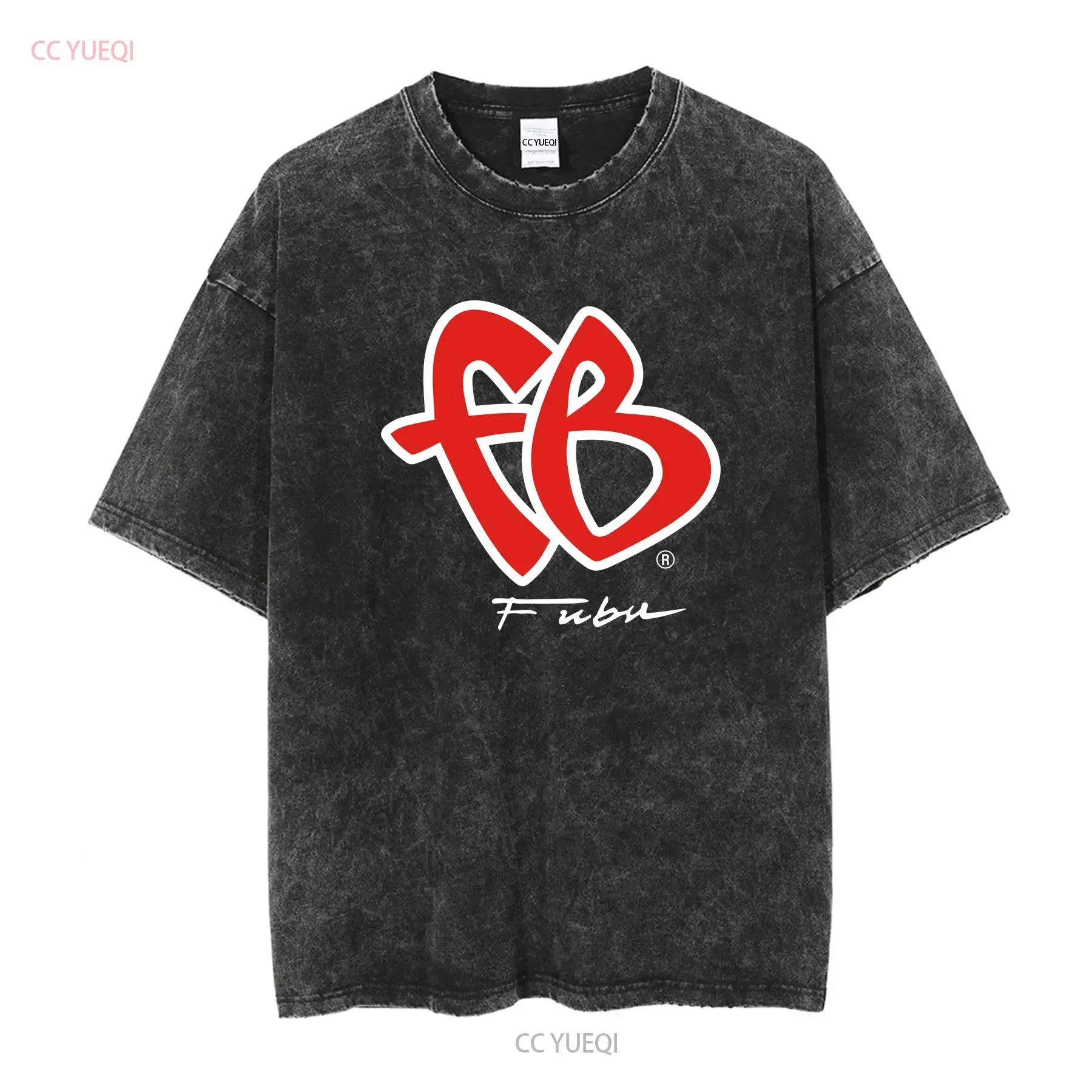 Vintage Fubu Big Logo T Shirt Black S Rap Hip Hop Y2K long or short sleeves vintage Washed Versatile Stylish Soft Breathable