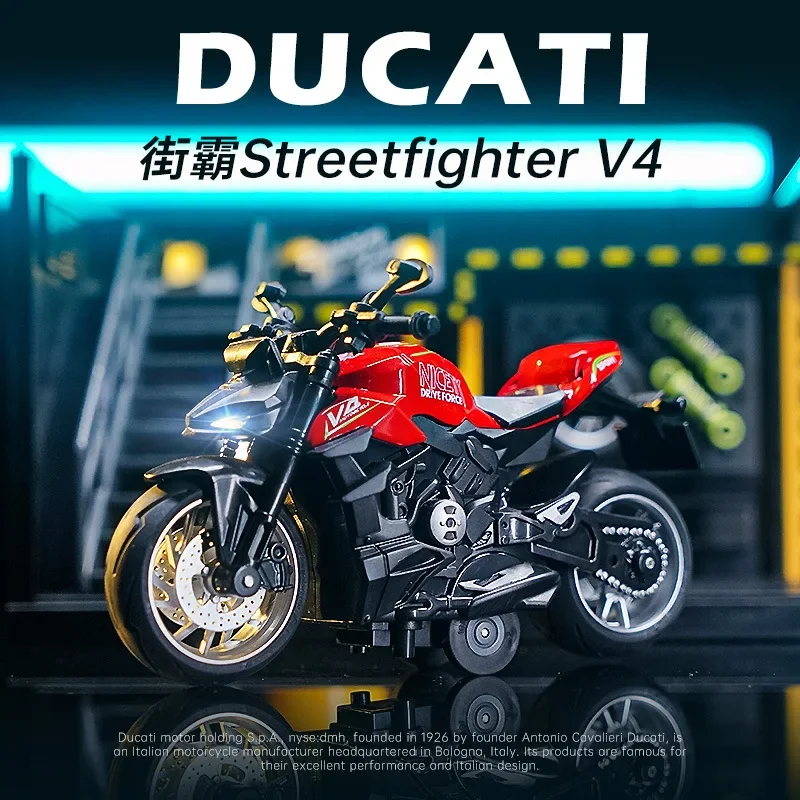 1:12 Ducati Streetfighter V4 motorcycle model Simulation Diecast Metal Alloy Model car Sound Light Collection Kids Toy Gift M25