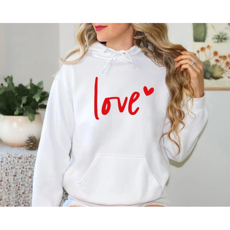 

Valentine Love Hoodie Long Sleeved Fashion Women Men Hoody High quality Cute Spring Winter Graphic Hoodies Girl's Outfit