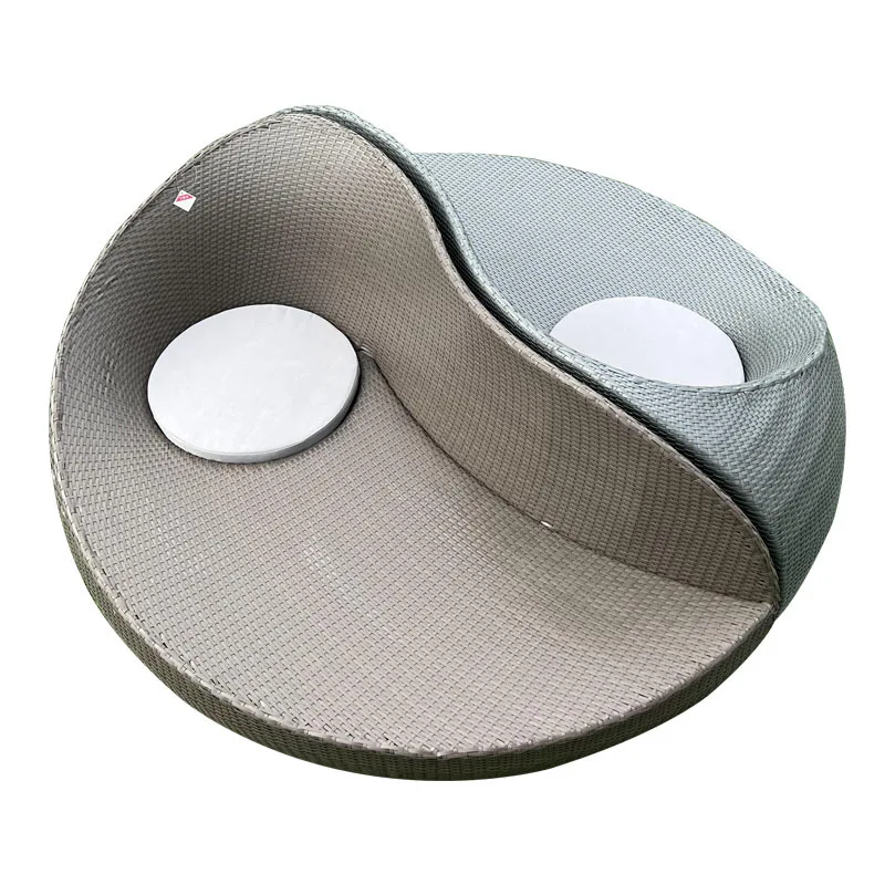 

Outdoor Sofa Courtyard Villa B & B Balcony Rattan Chair Furniture Waterproof Sunscreen Rattan Creative Round Double Lying