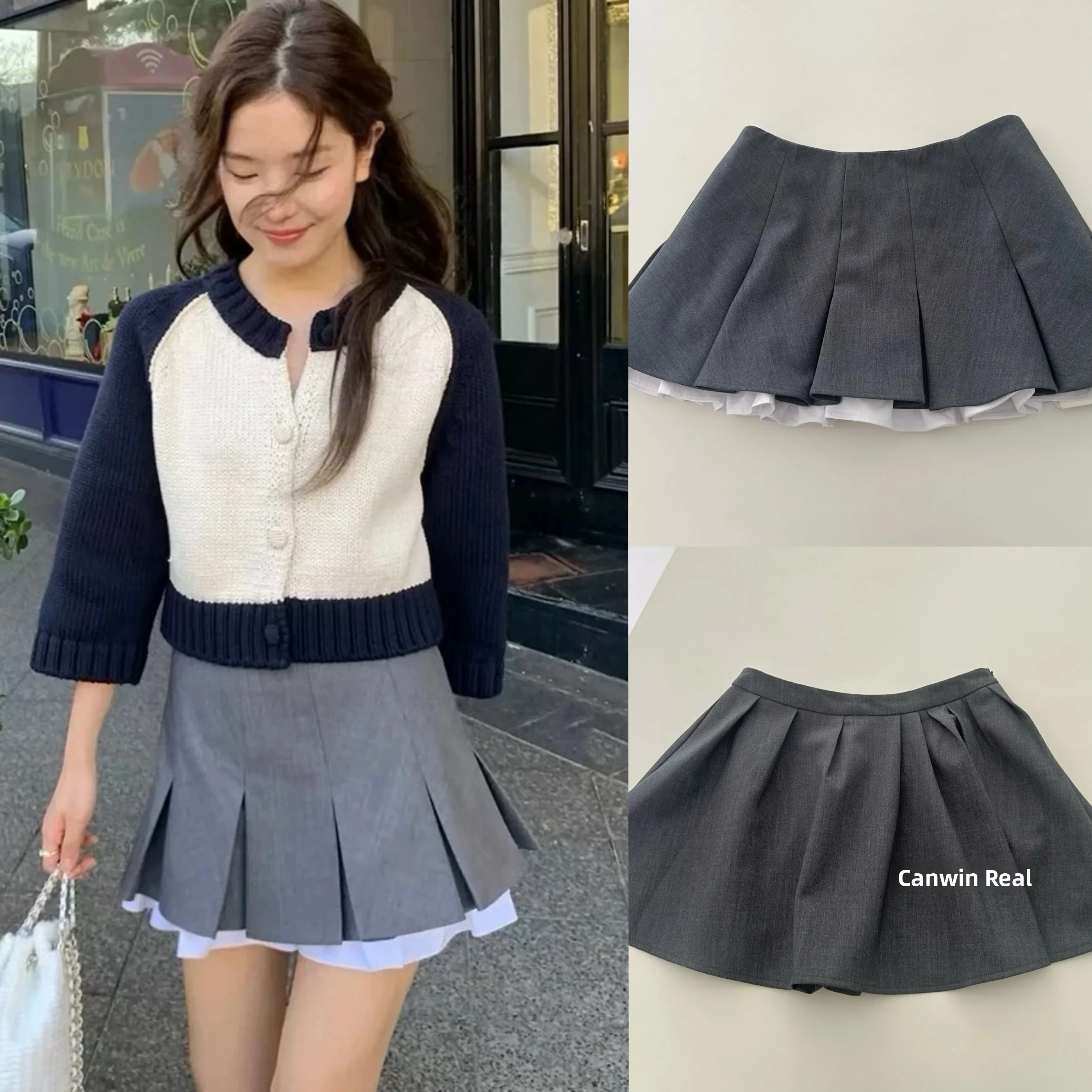 

Ay Костюм Sle Плиссированная юбка с высокой талией Универсальный студенческий костюм Антивозрастной восемь и мама Ти очень для женщин