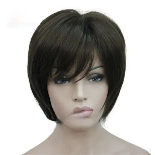 Peluca completa de Cosplay de pelo liso corto Natural para mujer