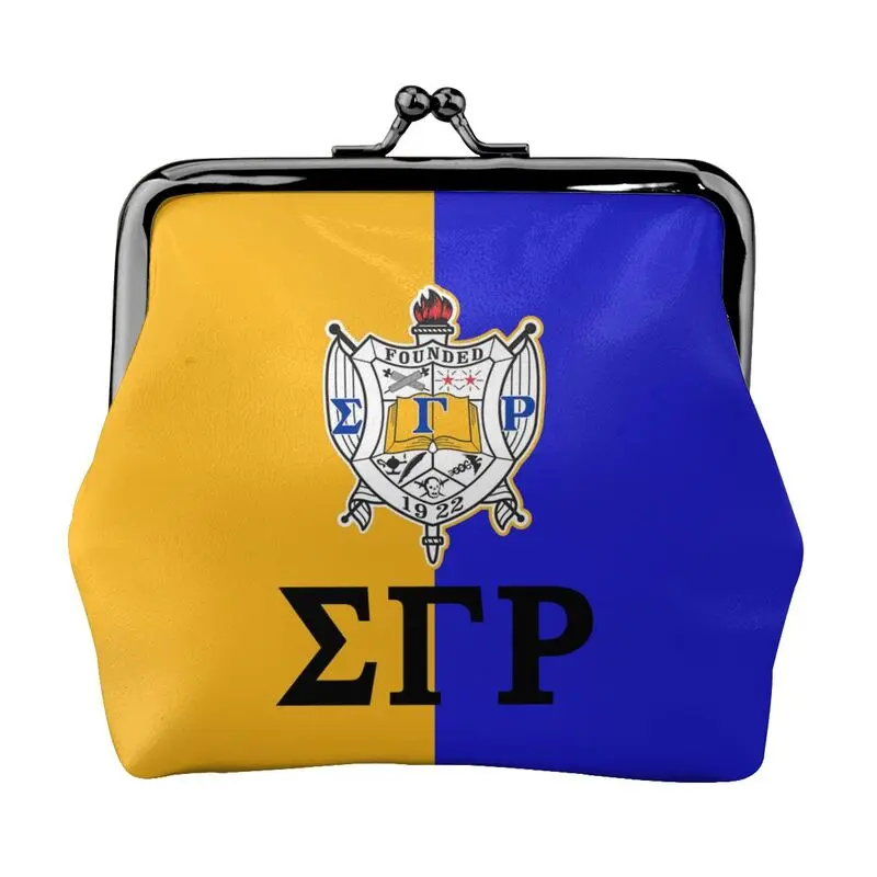 

Sigma Gamma Rho 1922 SGR Мини-кожаный кошелек с принтом, небольшой мешочек для мелочи с застежкой-застежкой-поцелуем, кошелек с пряжкой для женщин, подарки