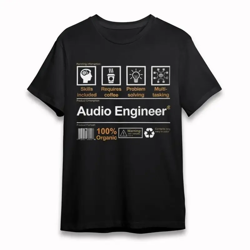 Men'S Classic T Shirt Audio Engineer Technical Icons With Skills Coffee Solving