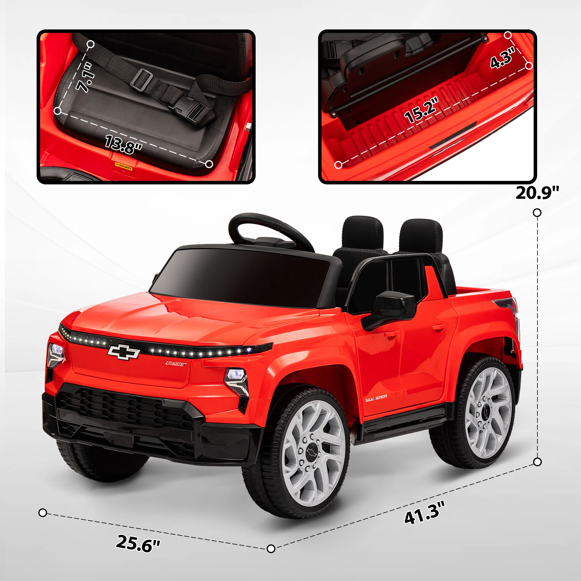 12V Chevrolet Silverado Ev Rst Licensed Kids Electric Car, Red