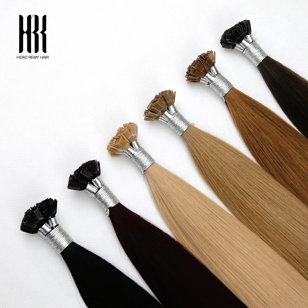 

Hero Remy Hair Fusion Flat Tip Hair Extensions Highlights Color Keratin Glue Prebonded 100% Human Hair Extensiones 0.7g/strand