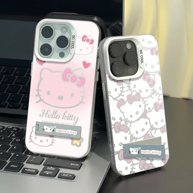 

Cartoon Cute Pink Hello Kitty Phone Case for Samsung A73 A72 A55 A54 A53 A35 A34 A33 A24 A23 A22 A15 A14 4G 5G Cover with Holder