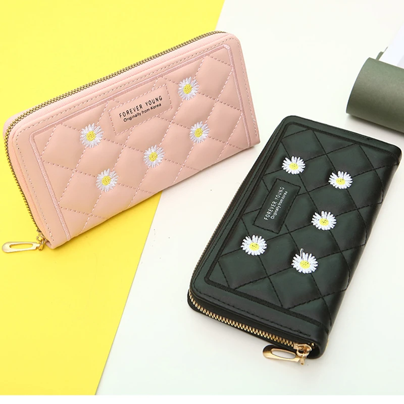 

Long Women's Wallet Female Daisy Purses Tassel Coin Purse Card Holder Wallets Pu Leather Clutch Money Bag Purses Card Holder