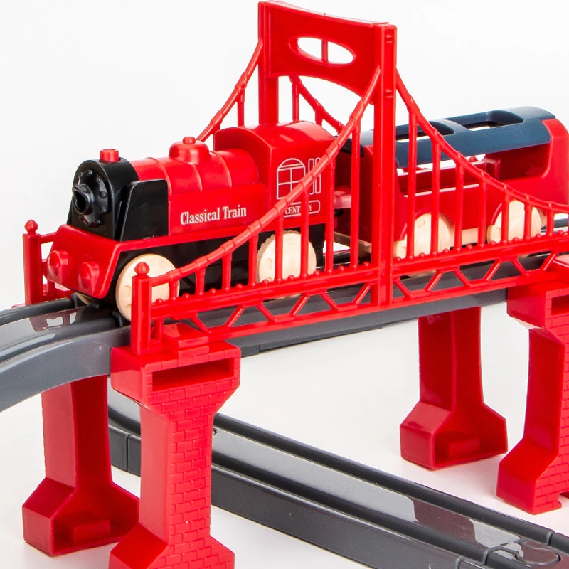 DIY Rail Car Children Toys Puzzle Assembled Railway Electric Train Track Building Block Track Train Set Christmas Gift for Kids