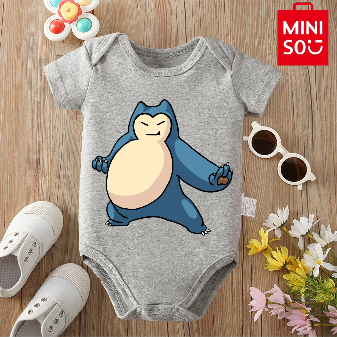 MINISO Horsea Pikachu Cute Print Pure Cotton Comfortable Cloths Bodysuit for Baby Onesie Jumpsuit for 0 To 12 Months Newborn