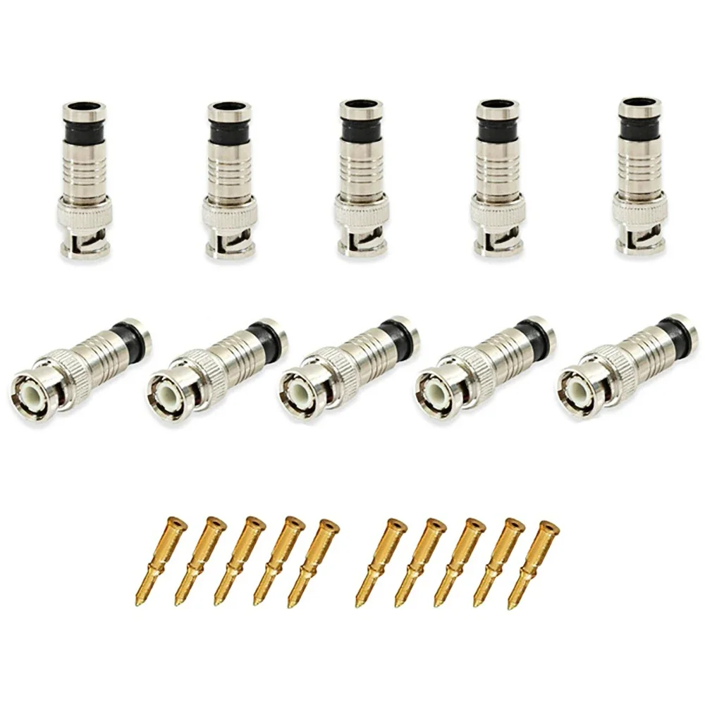 Imagem -02 - Conector de Compressão Escam para Cabo Coaxial Câmera Cctv Acessórios Sistema de Segurança Bnc Rg59 10 Pcs por Lote