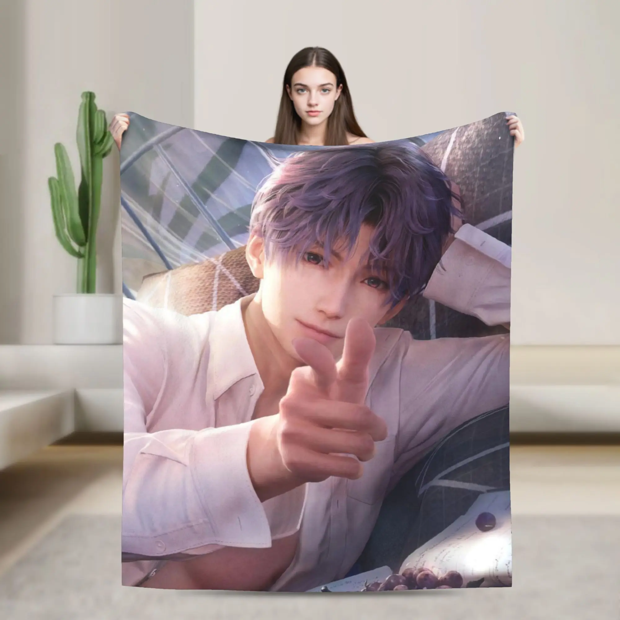 Game Love and Deepspace Flannel Blanket Xavier Zayne Rafayel Sylus Awesome Throw Blankets for Home 200x150cm Bedspread
