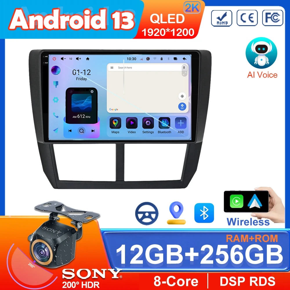 

Автомобильный Android 13 для Subaru Forester 3 SH 2007-2013 Impreza GH GE CarPlay Навигатор Автомобильный GPS No 2din DVD BT мультимедийный Головной блок