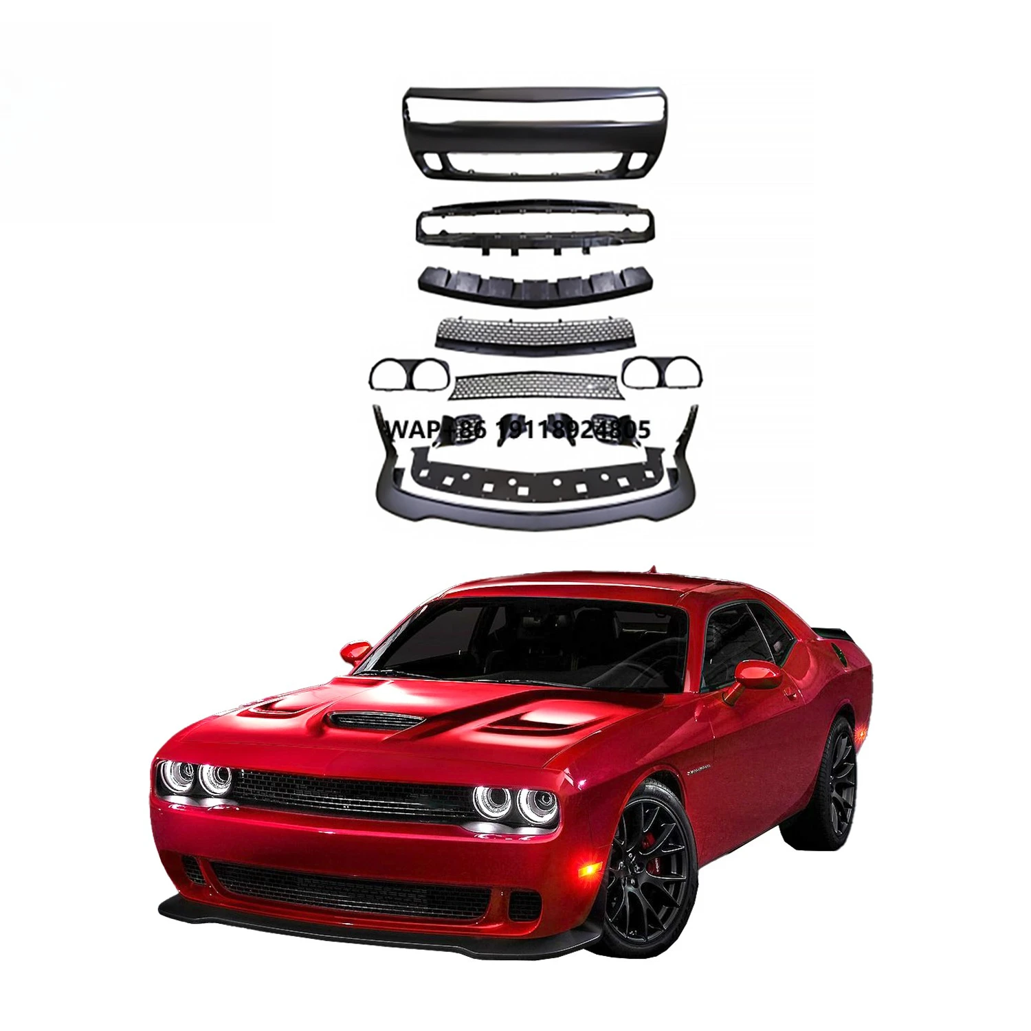 

Factory Price Hellcat Style Car Front Bumper Lip Body Kit for Dodge Challenger 2015-2021