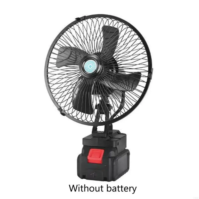 8 Inch Compacted Rechargeable Fan With 180 Degree Rotation And 2 Speed Settings For Outdoor Camping And Worksites New