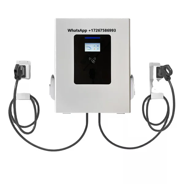 Tary 60kW Dual Ev Wallbox Fast Charging Station Ccs2 60kW Dc Charger Card Terminal GBT Wall-Mounted Car Charge 30+30kW CE