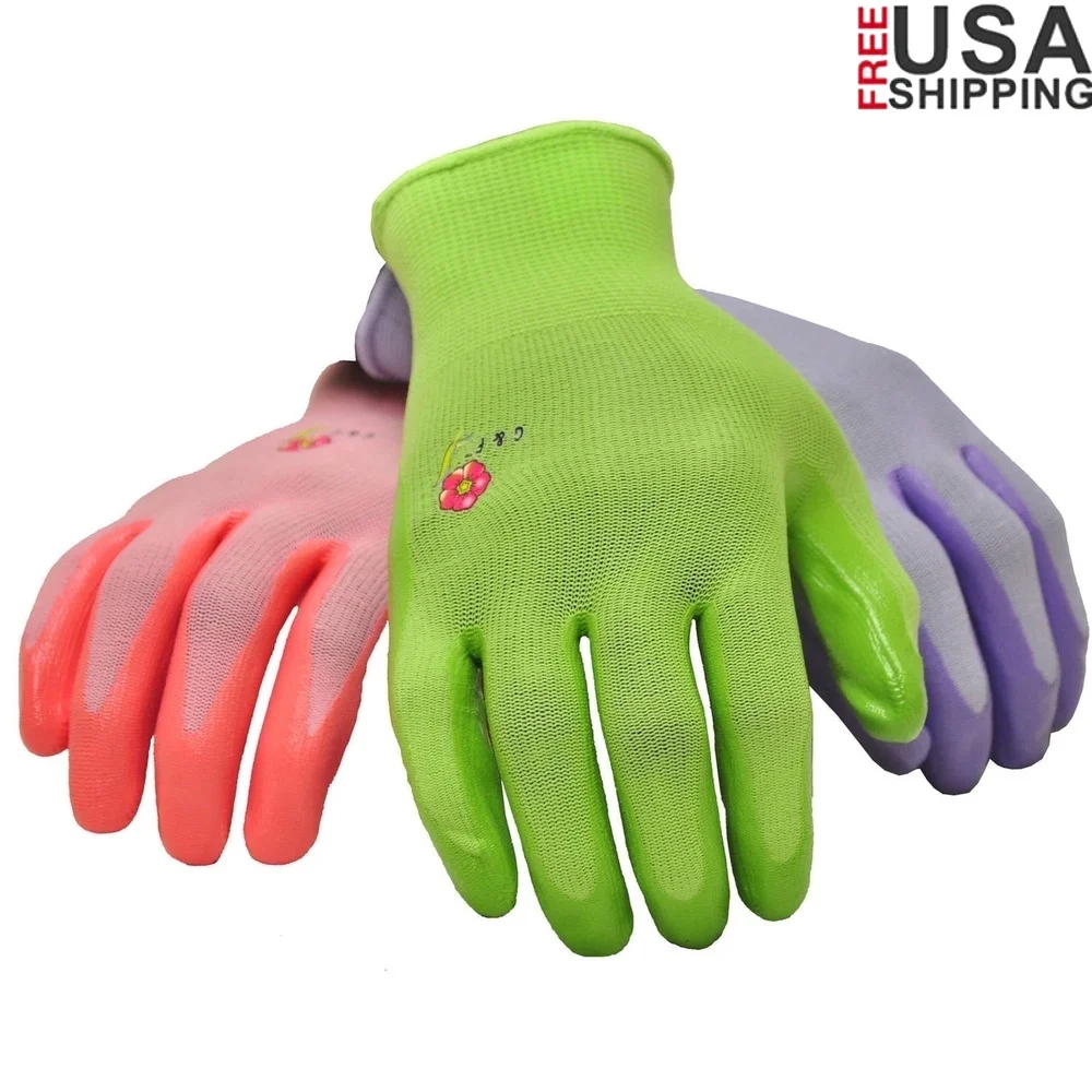 

Women's Garden Gloves 6 Pairs Lightweight Nitrile Coated Nylon Flexible Durable Comfort Cool Breathable Gardening Tools