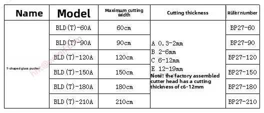 Glass Blade T-shaped Blade BLD (T) 60-210cm Glass Cutting Glass Blade KD