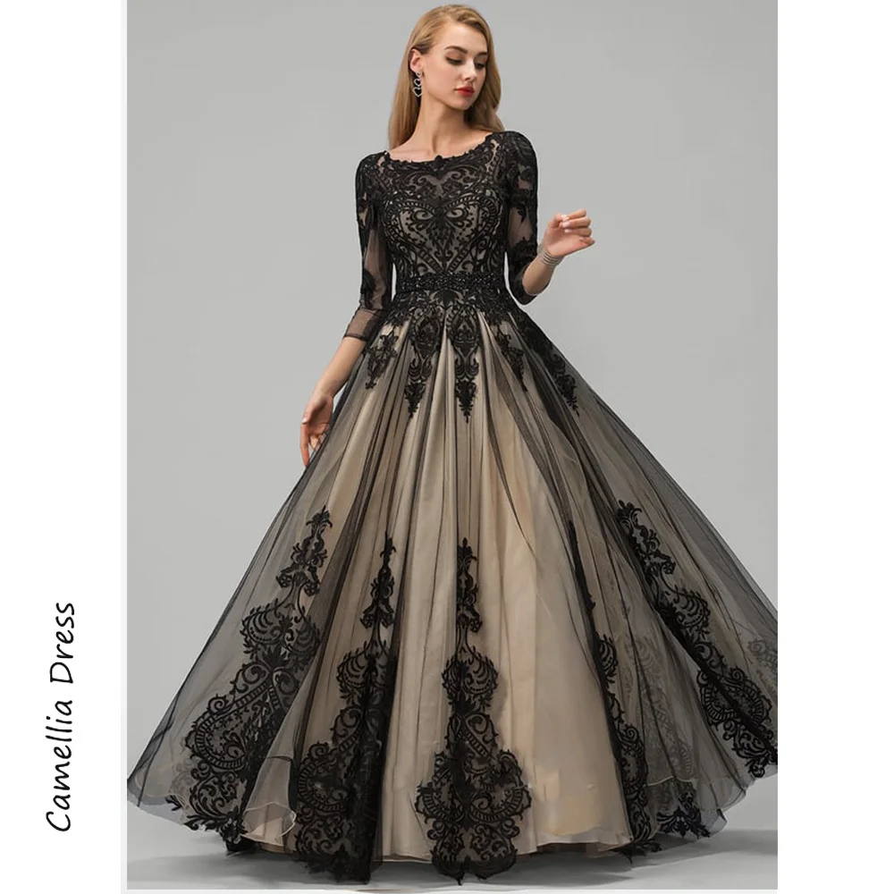 Princess Ball-Gown Evening Dresses Scoop Neck Party Dresses Tulle Formal Dresses Beading Vestidos De Fiesta فساتين السهرة