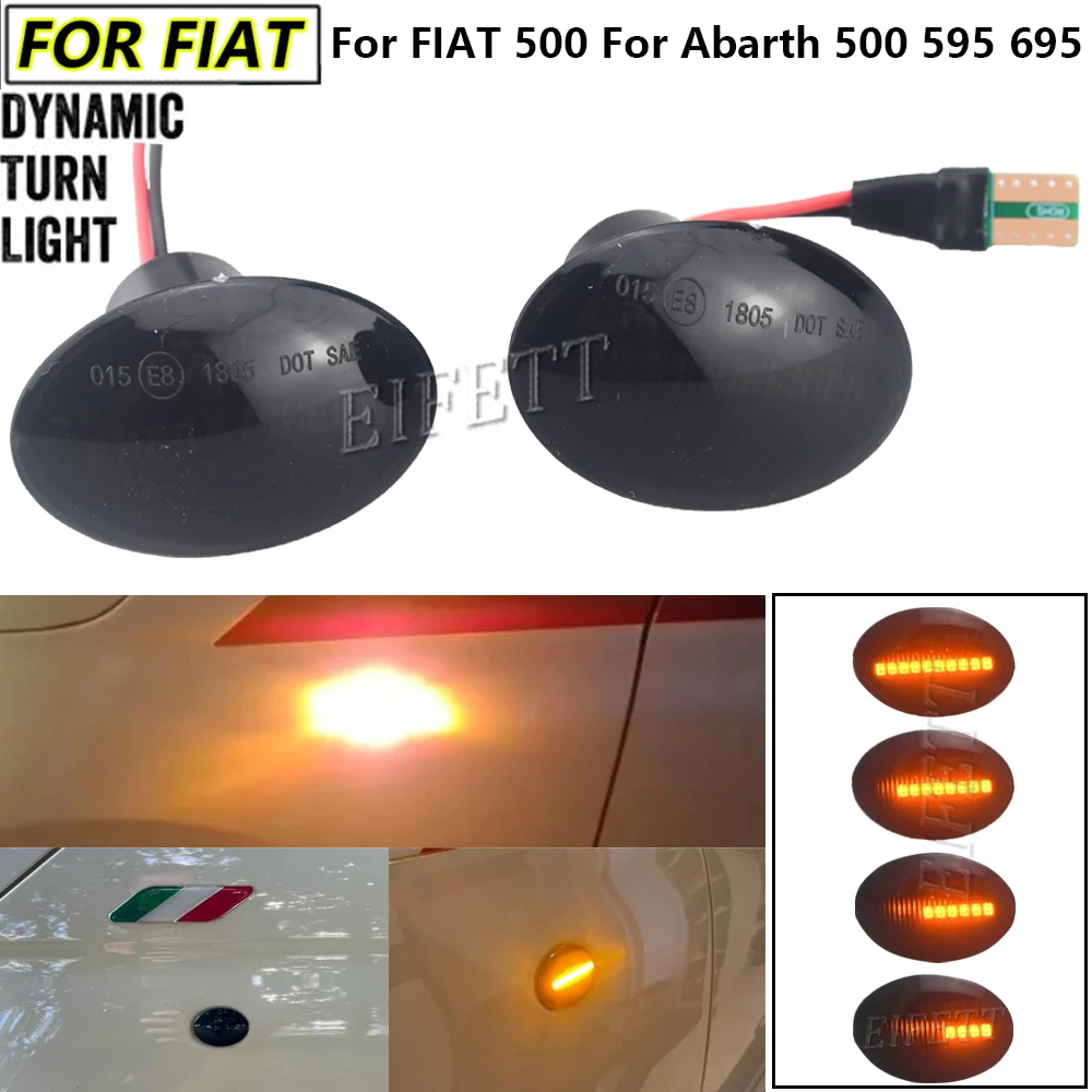 

2 шт. динамический янтарный светодиодный мигающий указатель поворота, боковой габаритный фонарь на крыло для FIAT 500 500C (тип 312) 2009-2019