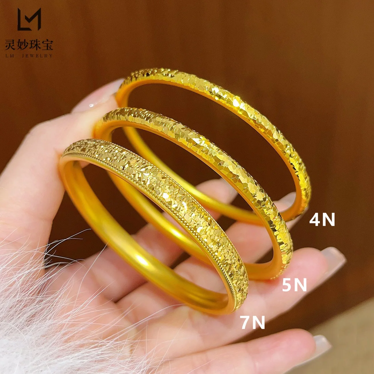 Perfect for decent gifting, Solid Starry Sky Dragon Scale Bangle For Women 24K Gold AU999, Pure gold with full sincerity