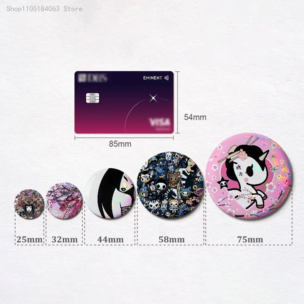T-TokidokiS Enamel Pin Tinplate Round Brooch Cosplay Nijigen Otaku Culture Badges 58mm 44mm 32mm 75mm