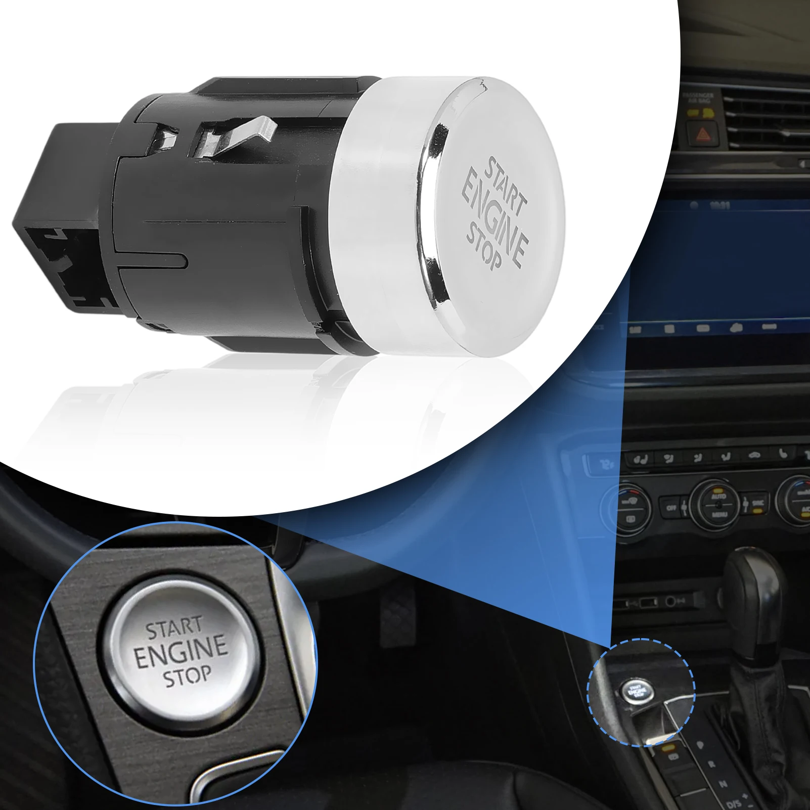 5NB959839 Start-Stop Switch Push Button Ignition Start Button Aluminium 5NB959839A For VW Tiguan 2018-2021