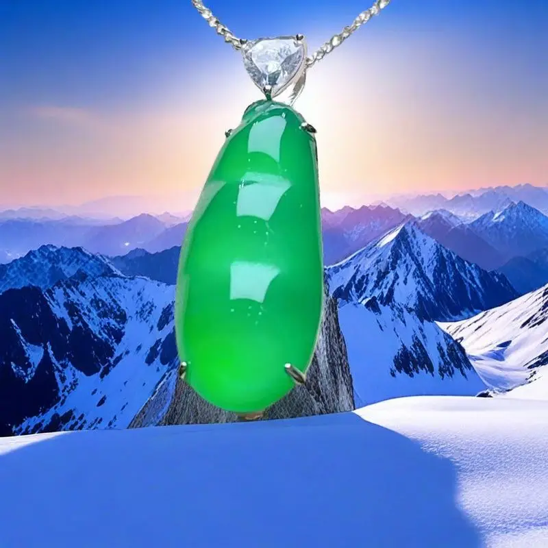 

Myanmar jadeite ice seed full green inlaid Fudou pendant ice transparent water moisturizing new hand-carved light