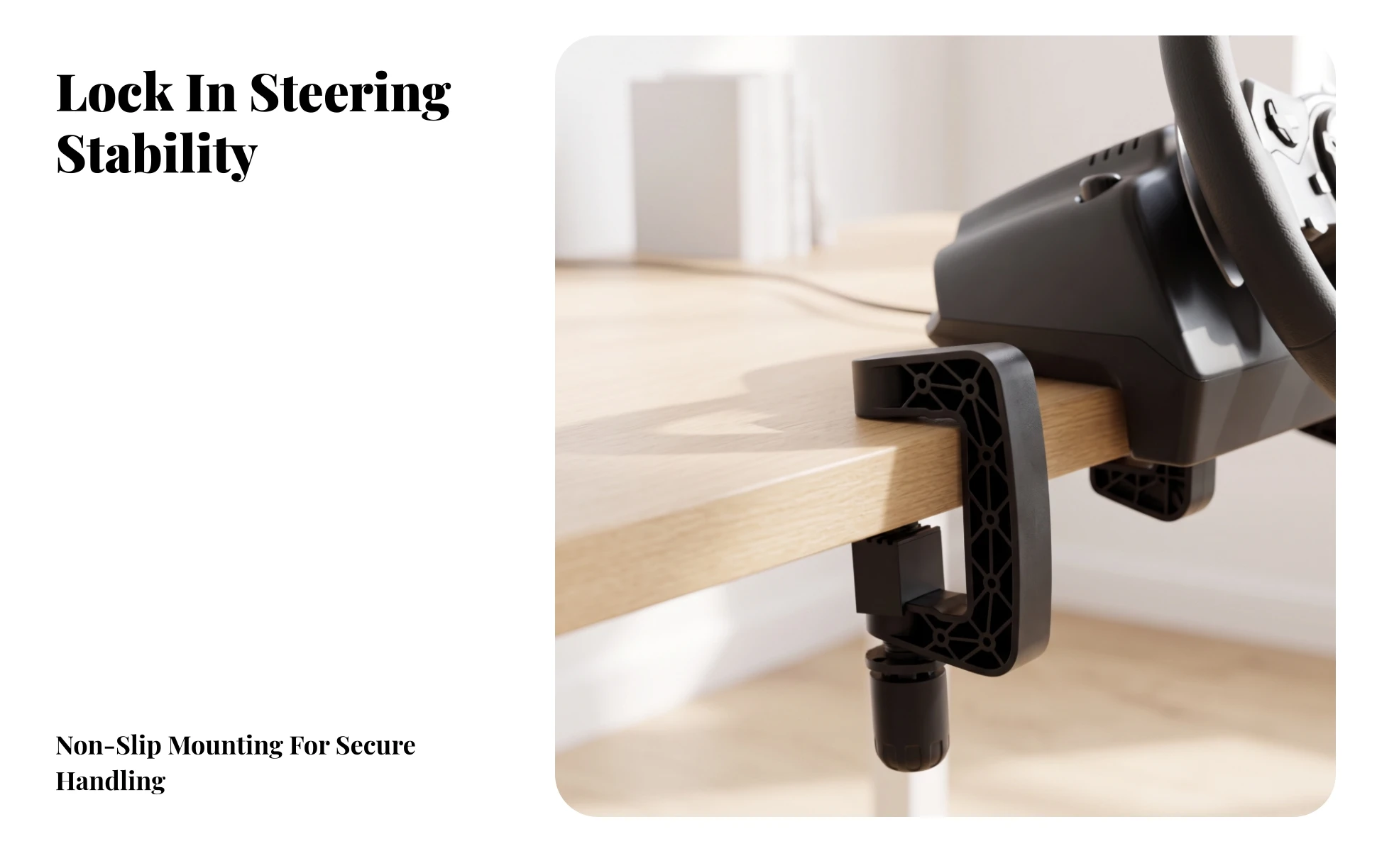 Steering Wheel Clamp with Adjustment Screw Adjustable Steering Wheel Clamp Hardware Non-Slip Compact for Sim Racers, Racing Rigs