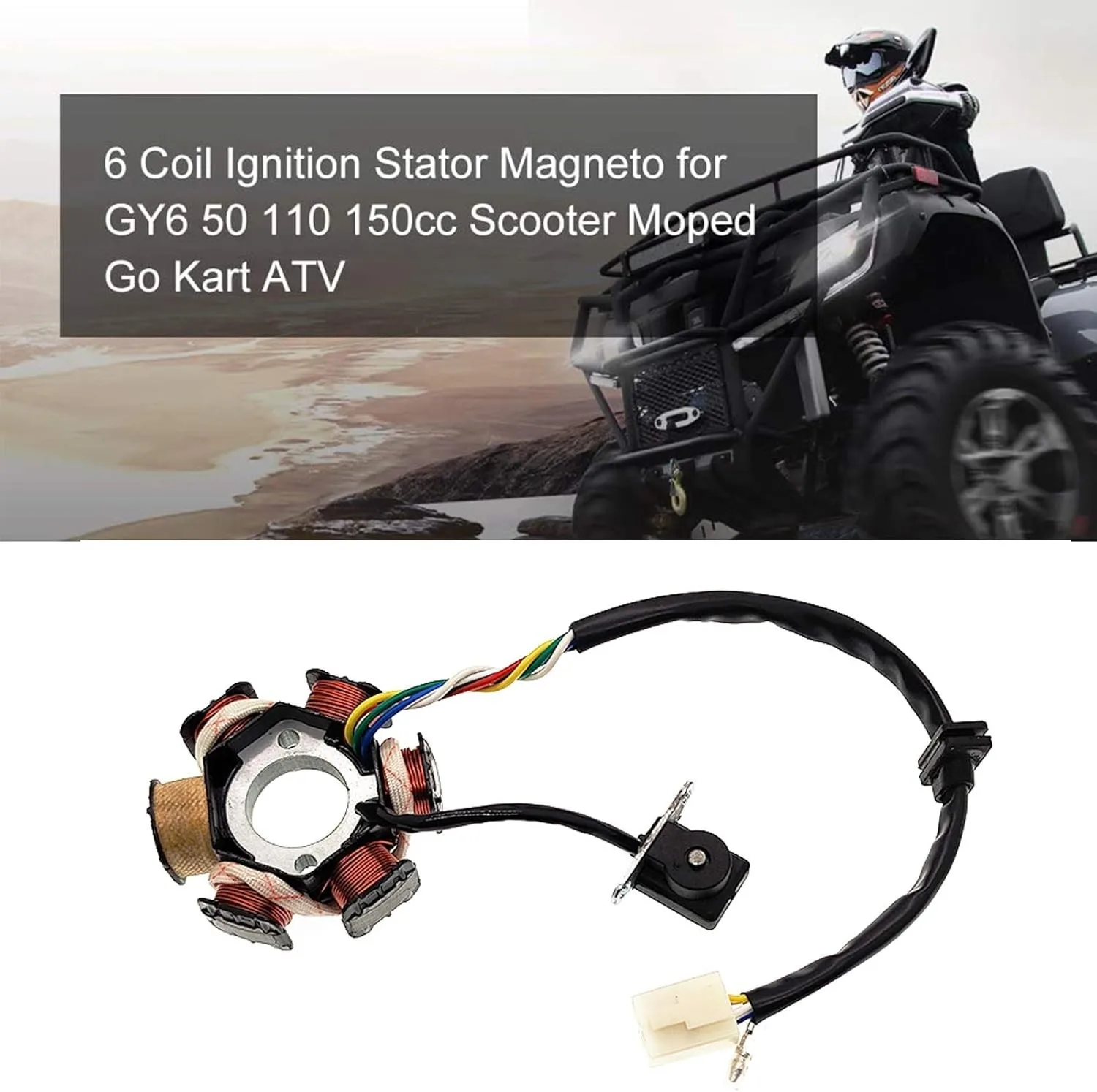 

6 Coil Pole Magneto Stator GY6 50 110 125 150cc Scooter ATV Moped Dirt Bike