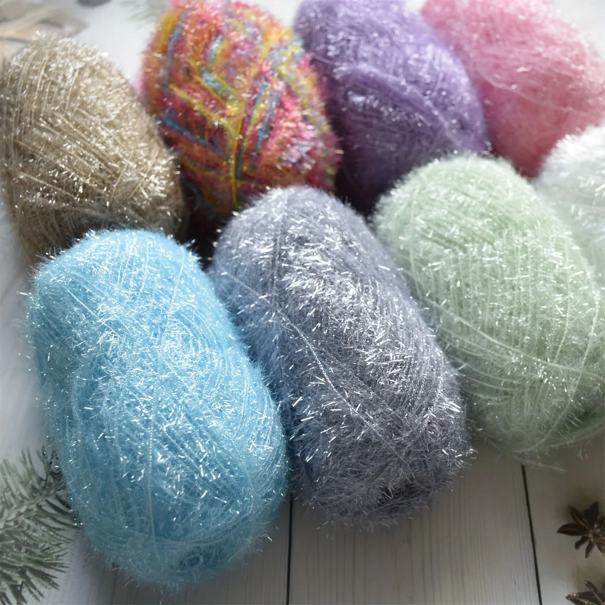4 Stück Polyester-Neuheitsgarn zum Stricken, 50 g/Stück, Strickgarn zum Häkeln, 100 m/Stück