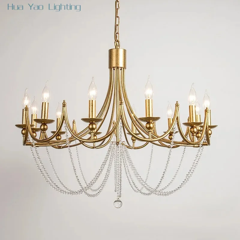 French retro chandelier, living room light, minimalist American villa bedroom light luxury creative decorative light