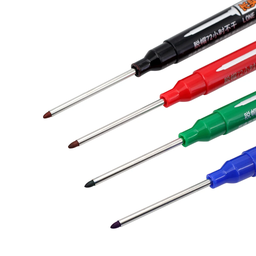 4 Stück/Set 45mm Tiefenmarkierstifte mit Langem Kopf Zimmermanns-Markierstift Schwarz/Blau/Rot/Grün für Mehrzweck-Holzbearbeitungswerkzeuge – Detail 6