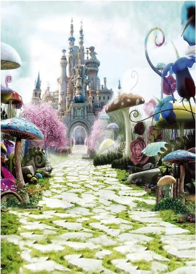 alice Wonderland Tea Party Decoration Banner enchanted castle children kids studio photo background photography backdrop