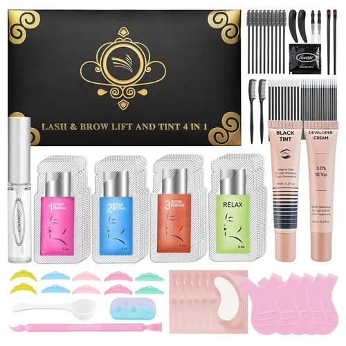 Imagen 1 del producto Kit de Lifting y Tinte de Pestañas Lomansa, Kit de Permanente de Pestañas Negras, Rizado y Voluminizador de Pestañas con Herramientas Completas, Duración de 4 Semanas
