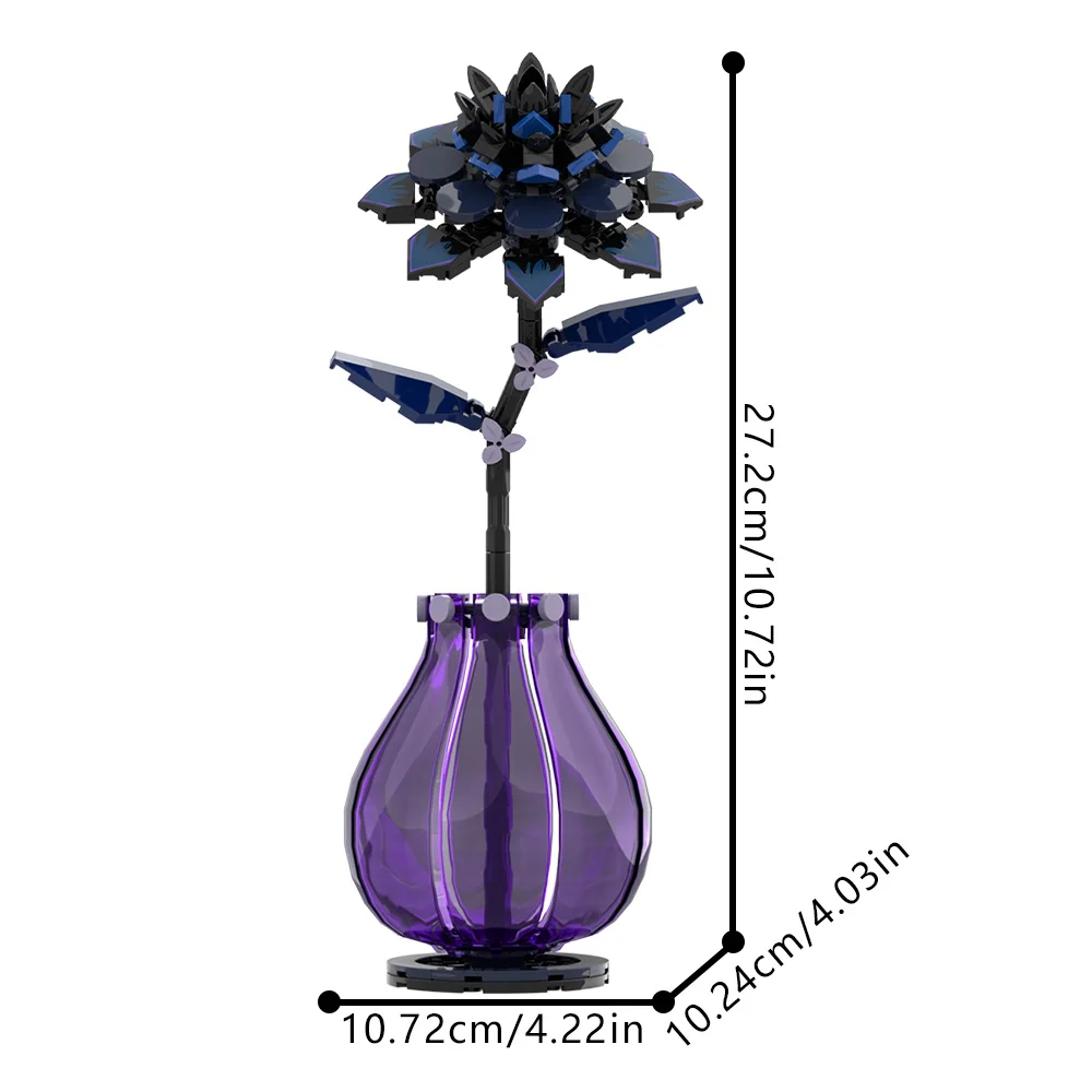 MOC Dahlia ดอกไม้ Building Blocks รุ่นสีม่วง Dahlia ดอกไม้ Potted พืชอิฐประกอบของเล่นวันวาเลนไทน์คู่ DIY ของขวัญ