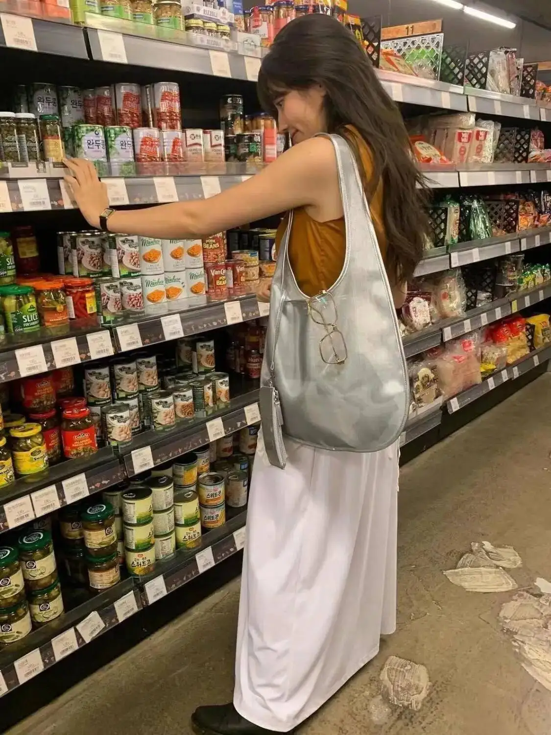 Bloom Haruku Sier Underarm Y2k For Women Fashionable Casual Large Capacity Tote Bag Female Retro Shoulder Bags Wallet