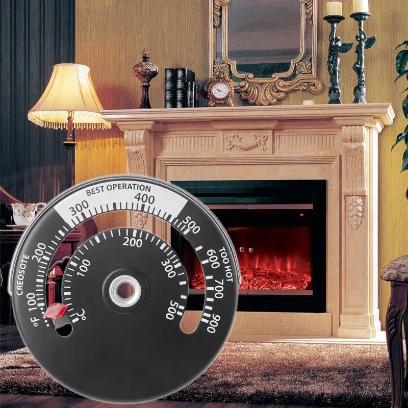 

50JC Durable Fireplace Fan Thermometer Aluminum Alloy with Belt Rings For Temperature Measurement of Oven Stove