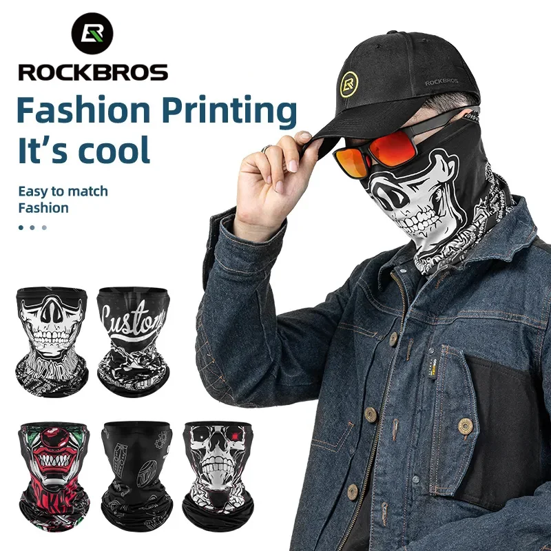 

ROCKBROS Skull Printing Cycling Mask Summer Sun Protection Motorcycle Bicycle Balaclava Bandana Fishing Hiking Scarf Face Cover