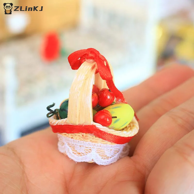 

▶ Модель корзины с фруктами для кукольного домика 1/12, миниатюрное украшение для игровой кухни, аксессуар для кукольного домика