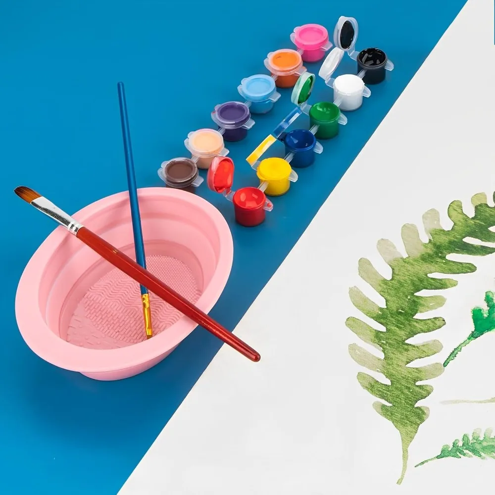 Lavabo plegable portátil para lavar platos, hecho de material de silicona, para limpiar pintura de acuarela