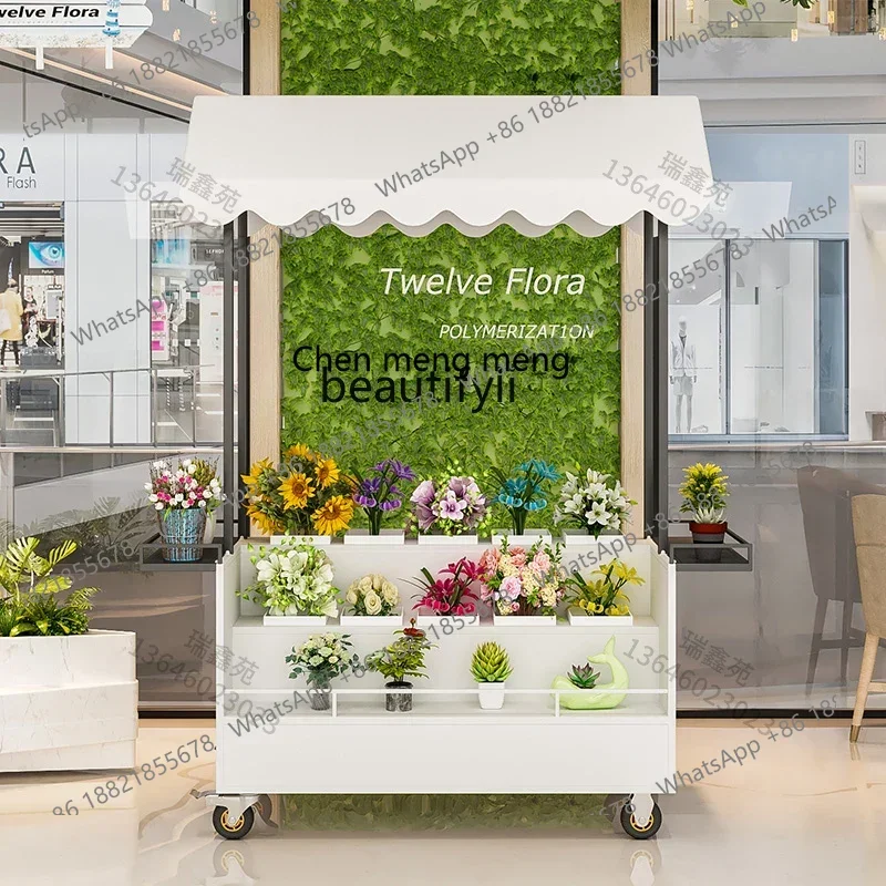 Z189 A06 كشك عربة زهور متنقلة حامل عرض متجر الزهور حامل متنقل تعويم في الهواء الطلق