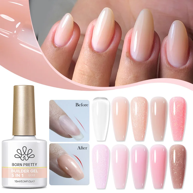 BORN PRETTY 5 IN 1 Quick Jelly Building UV Extension Construction Self Levelling Soak Off UV LED Gel Nail Art 10ml Crystal