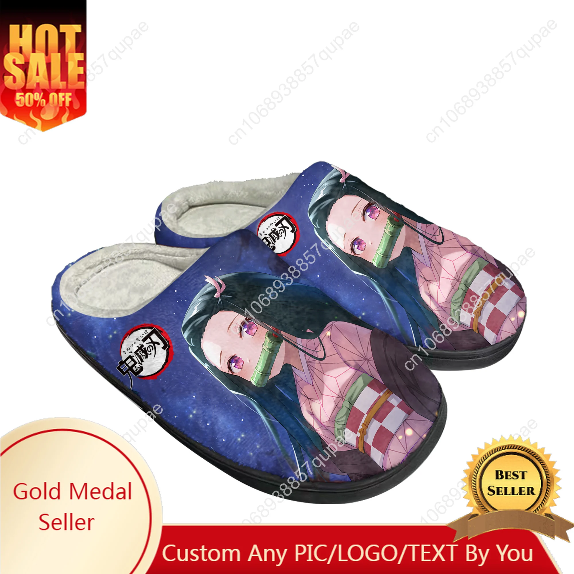 

Kamado Nezuko Anime Home Cotton Slippers Men Women Plush Bedroom Casual Keep Warm Shoes Thermal Indoor Slipper Customized Shoe