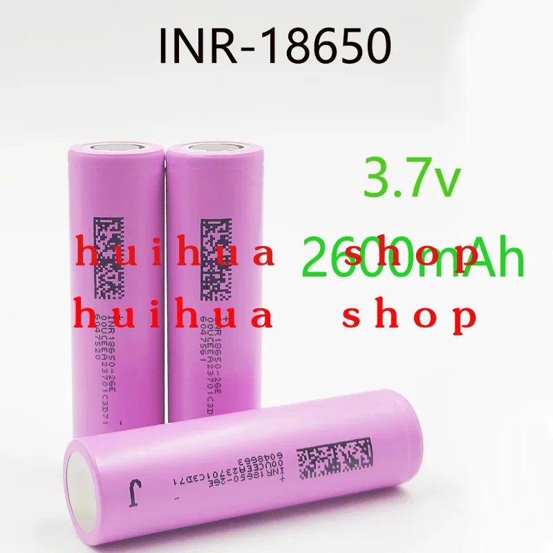 

2600mAh 18650 Lithium Rechargeable Battery INR18650 26E 3.7V High Discharge 30A Power Bateria Cell for Screwdriver