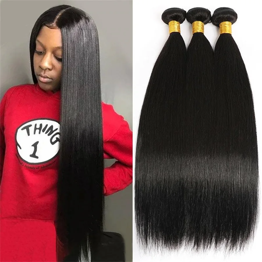 Peruvian Straight Hair Weave Bundles 100% Remy Human Hair Bundles 1/3/4 PCS Virgin Hair Extensions 14-30 Inch